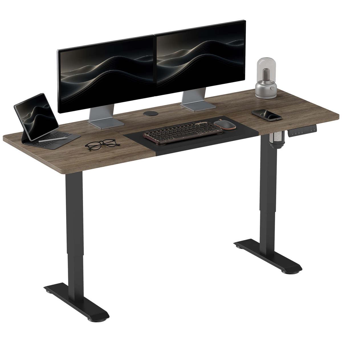 Vinsetto Height Adjustable Electric Standing Desk 140cmx70cm Four Memory Presets For Sit Stand Work
