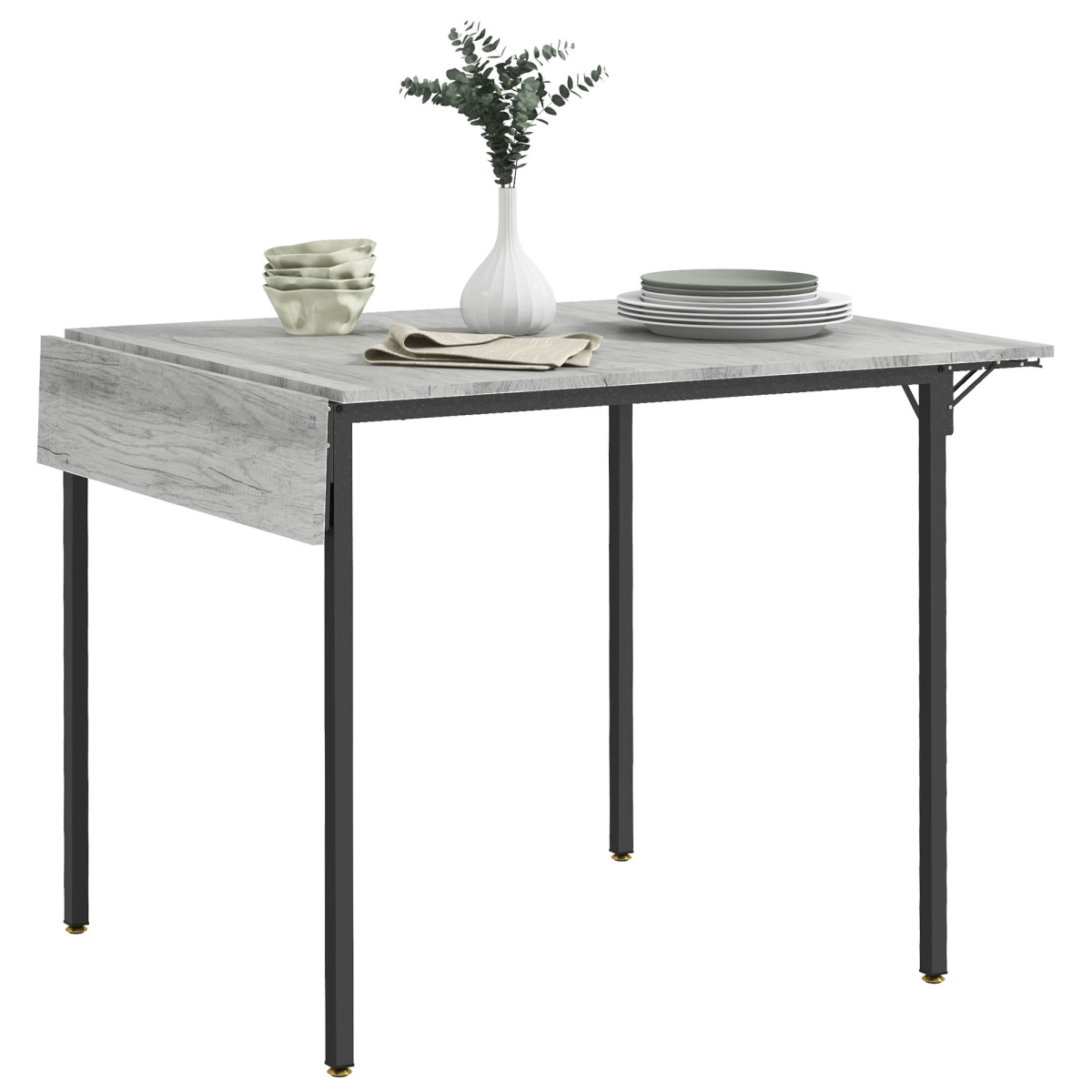 HOMCOM Folding Dining Table 2-4 Seats Drop Leaf Grey Kitchen - PawHut - Home Symphony