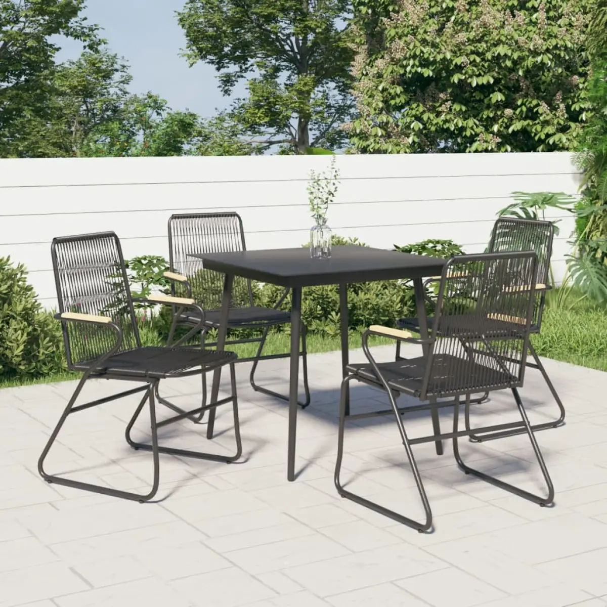 vidaXL vidaXL Garden Chairs 4 pcs Black 58x59x85.5 cm PVC Rattan -