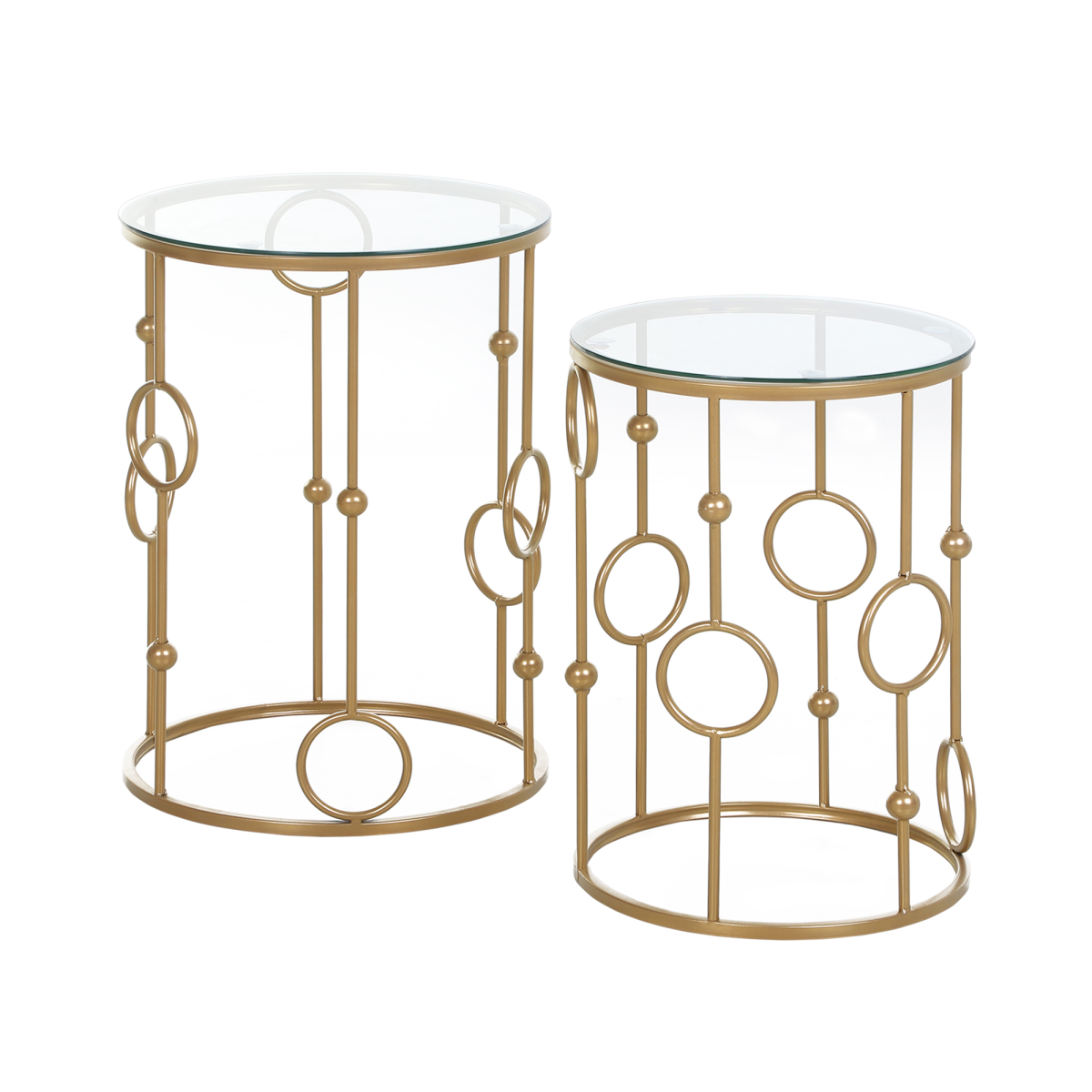 HOMCOM Gold Nesting Coffee Tables Set of Two with Tempered Glass Tops Living Room Decor - HOMCOM - Home Symphony