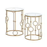 HOMCOM Gold Nesting Coffee Tables Set of Two with Tempered Glass Tops Living Room Decor - HOMCOM - Home Symphony