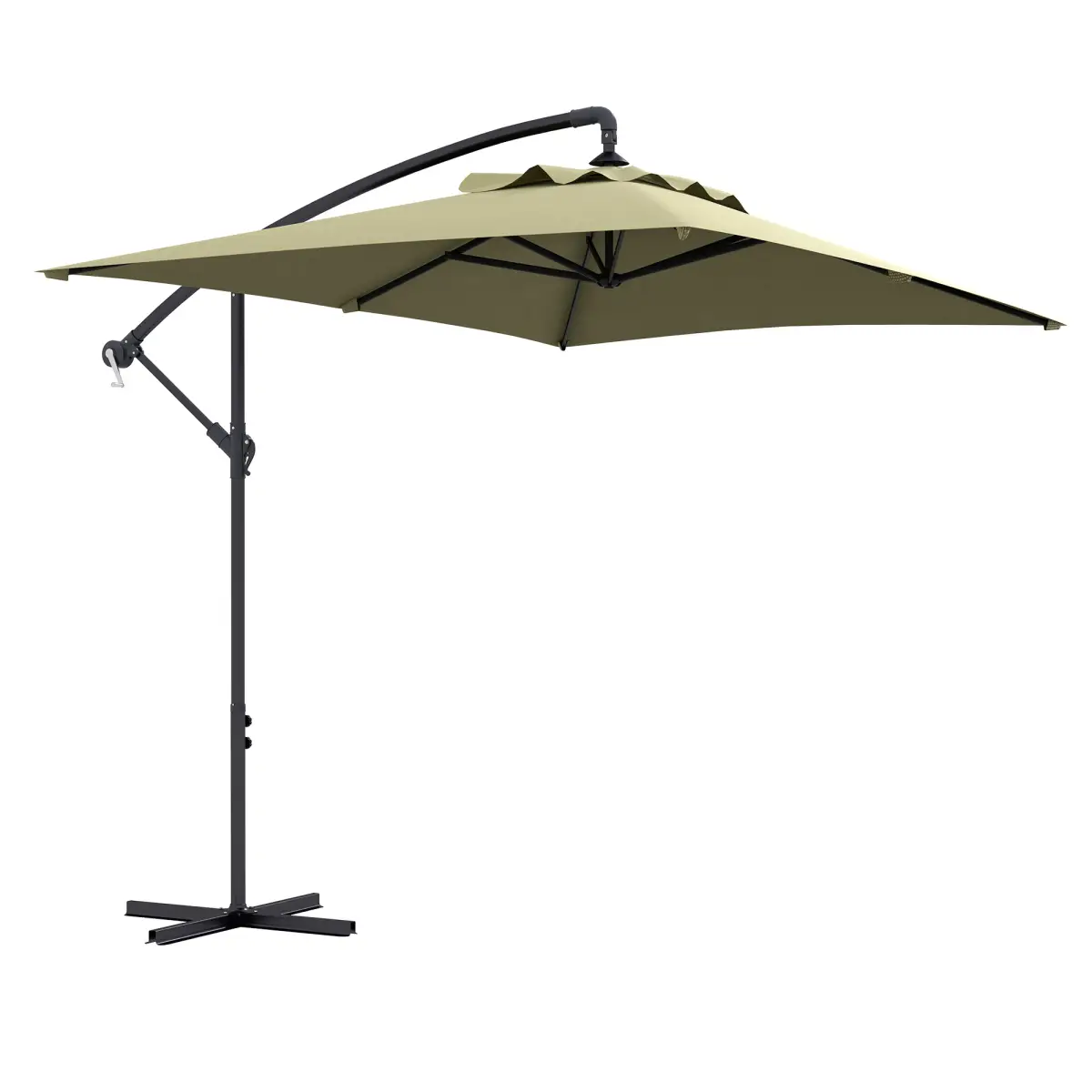 Outsunny Outsunny 3 m Cantilever Parasol with Cross Base, Crank Handle, 6 Ribs, Beige - Parasol
