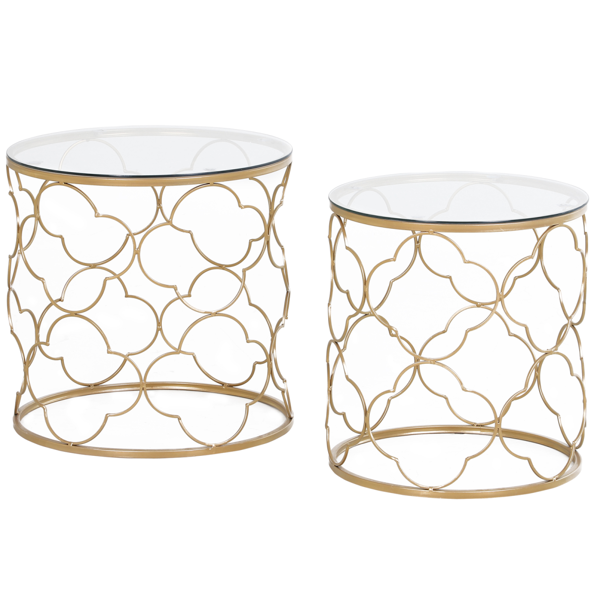 HOMCOM Nesting Tables Two Piece Glass Top Gold Tone For Modern Living Room Decor - HOMCOM - Home Symphony