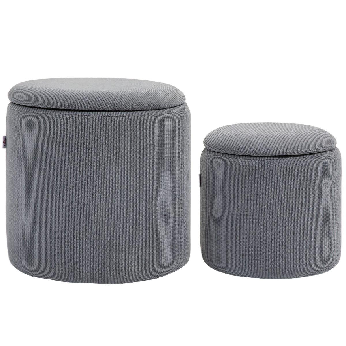 HOMCOM Fabric Storage Ottoman Set Large Small Lid - HOMCOM - Home Symphony