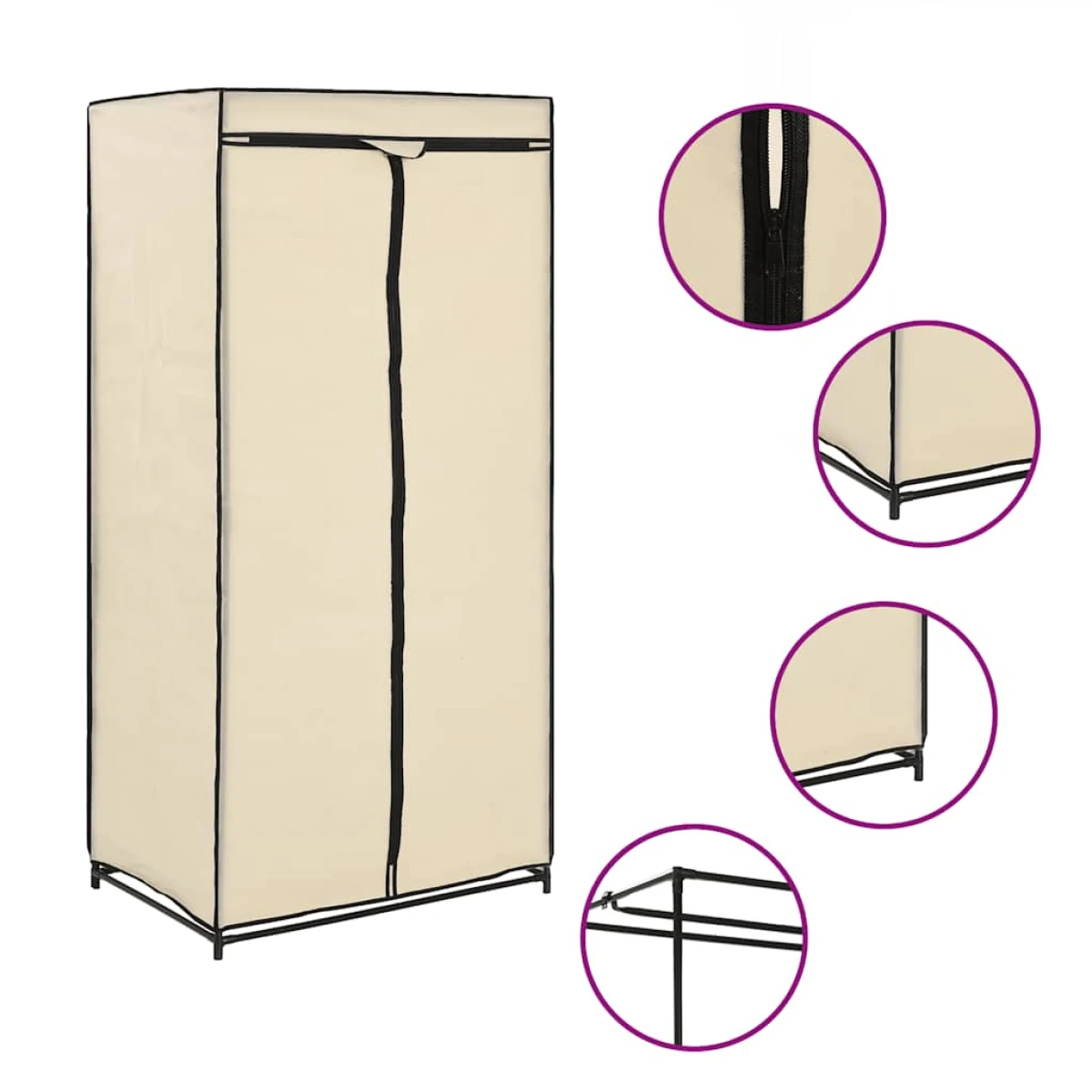 vidaXL vidaXL Wardrobe Cream 75x50x160 cm - Wardrobe