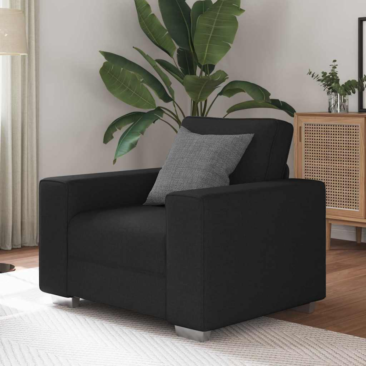 VidaXL Sofa 100x77x82 cm Fabric Black Cushion Living Room - vidaXL - Home Symphony