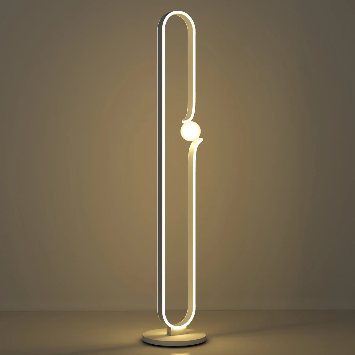 HOMCOM HOMCOM Dimmable LED Floor Lamp with Glass Shade for Cozy Living Rooms - Lamp