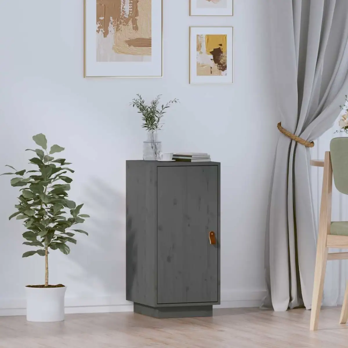 vidaXL vidaXL Sideboard Grey 34x40x75 cm Solid Wood Pine - Sideboard
