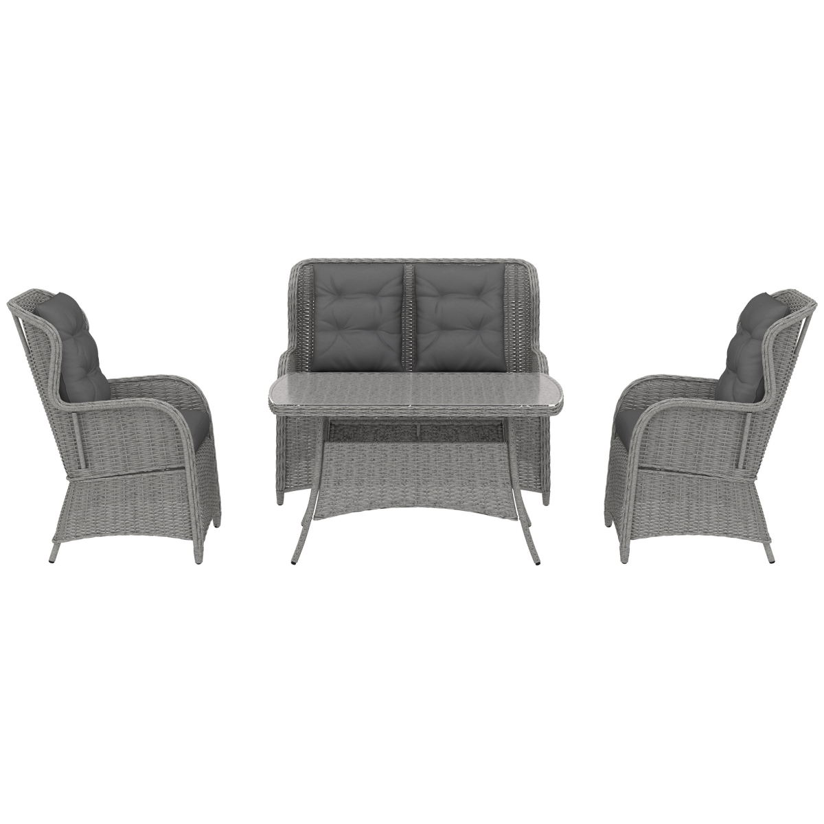 Outsunny Rattan Sofa Set Four Piece Tempered Glass Patio - Outsunny - Home Symphony