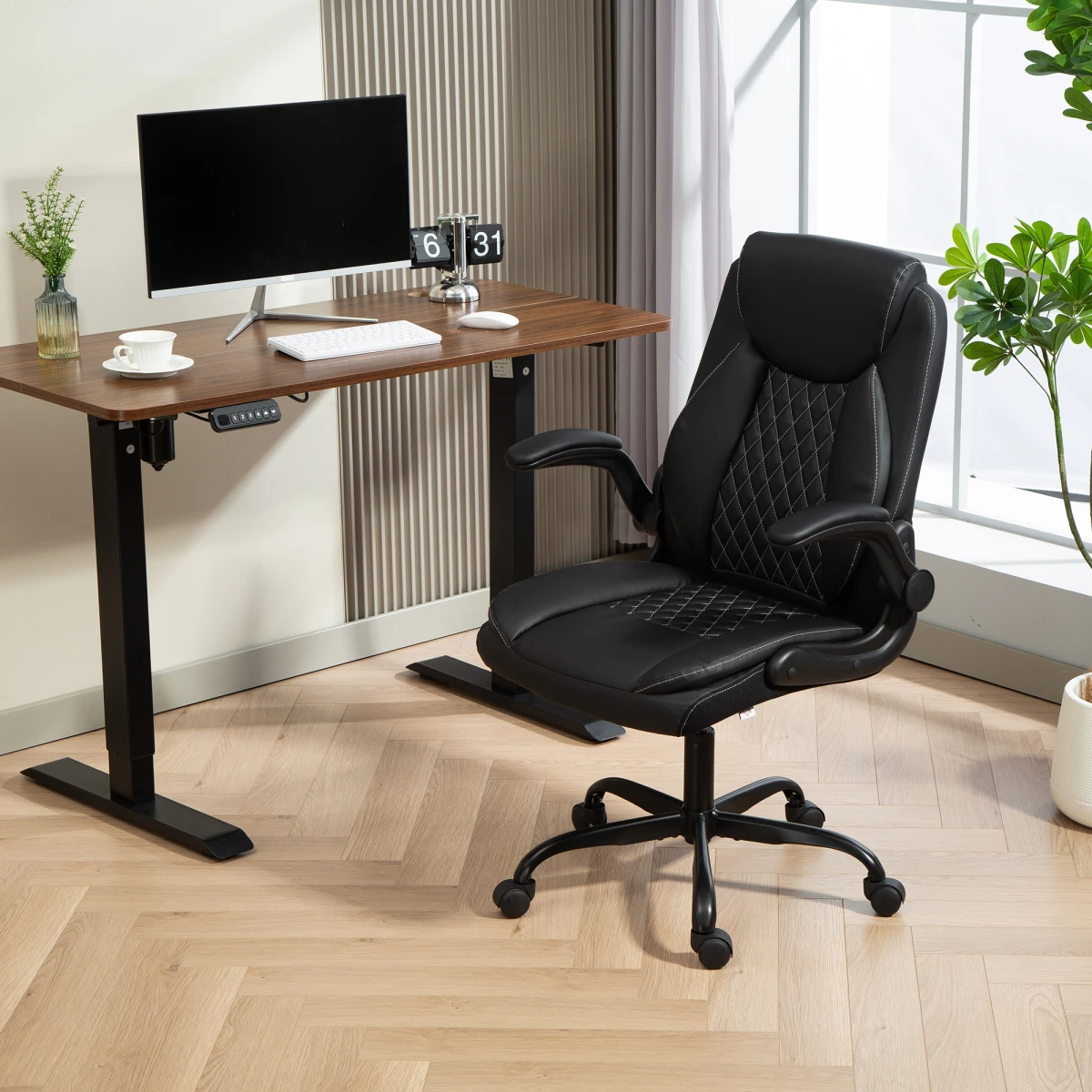 Premium Ergonomic Office Chair 47 To 57 Centimeters Height Adjustable Curved Back With Flip Up Armrests For Home Office by N/A