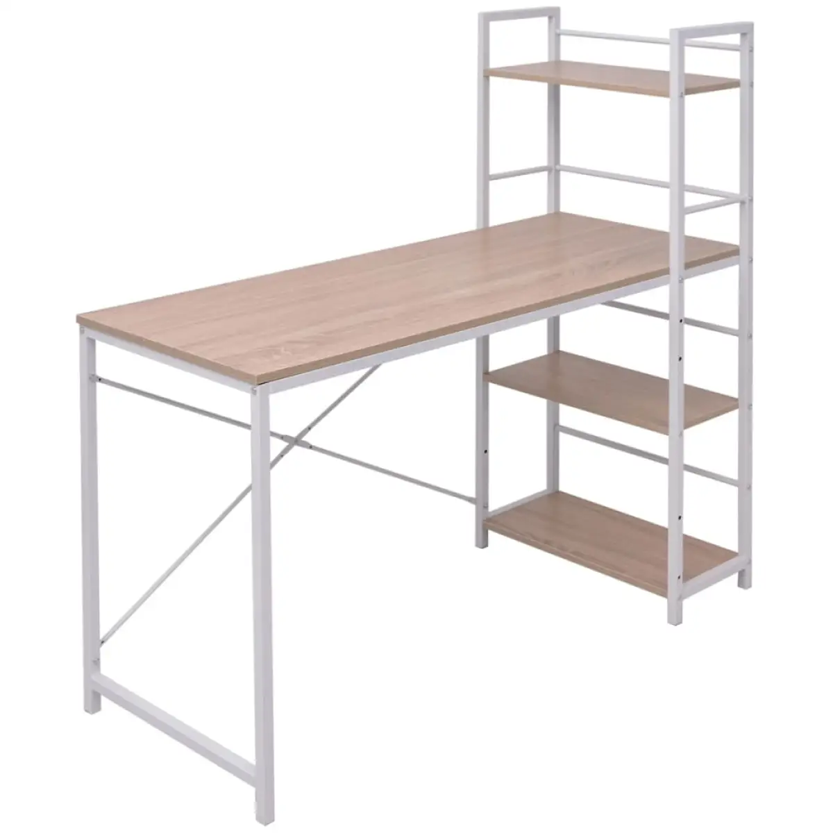 vidaXL vidaXL Desk with 4-Tier Bookcase Oak - Bookcase