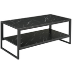 HOMCOM Premium Coffee Table 2 Tier Laminate Marble Home - Coffee Table