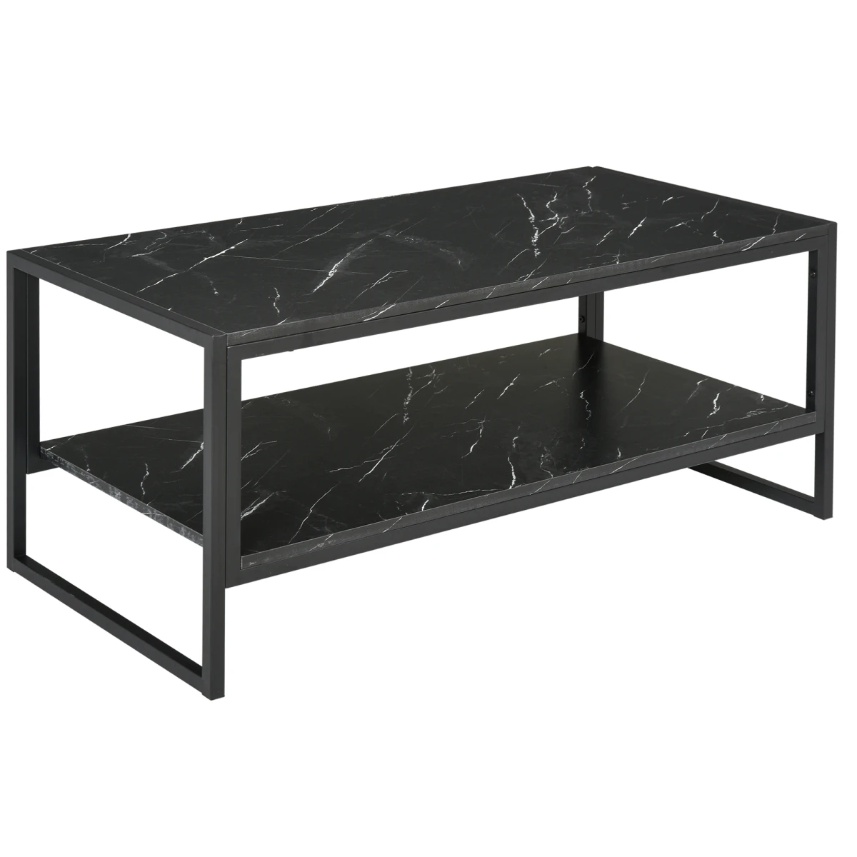 HOMCOM Premium Coffee Table 2 Tier Laminate Marble Home - Coffee Table
