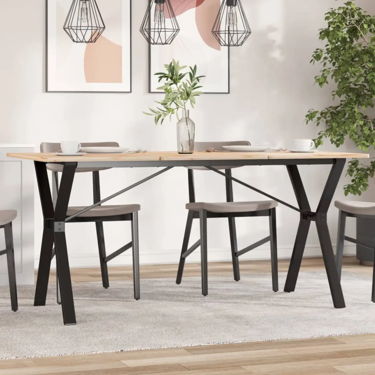 vidaXL vidaXL Dining Table Legs Y-Frame 140x60x73 cm Steel - Dining Table