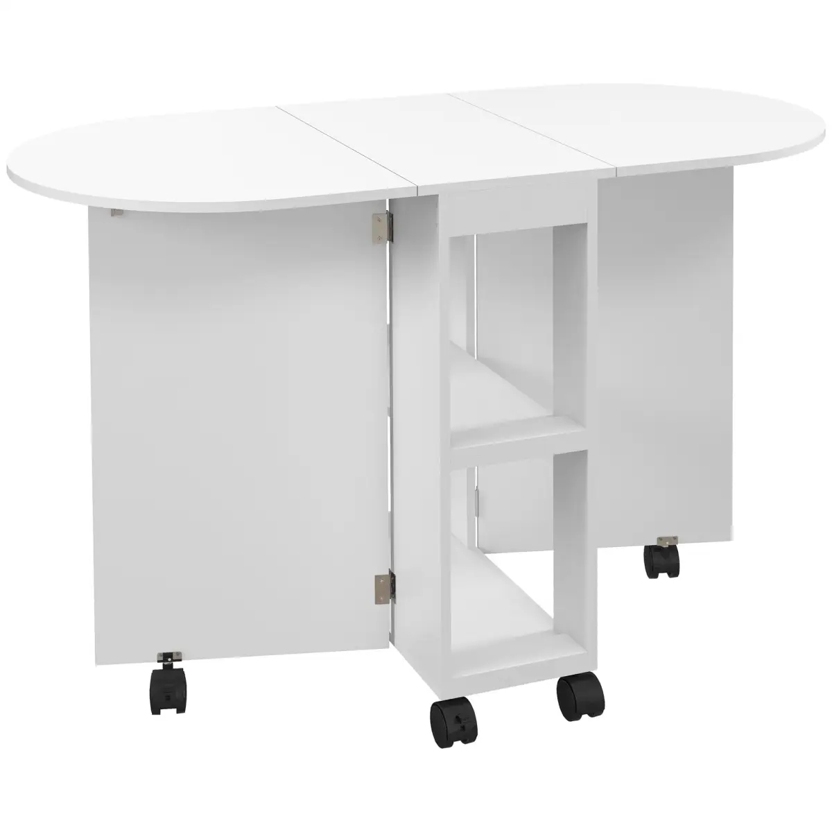 HOMCOM HOMCOM Folding Dining Table for Small Spaces with 2-tier Shelves White - Dining Table
