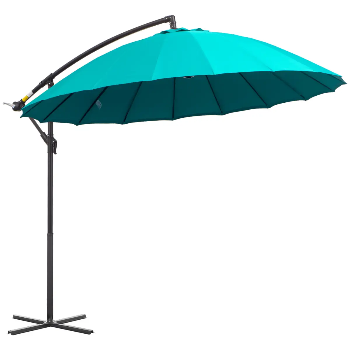 Unbranded 3(m) Cantilever Shanghai Parasol Crank Handle, Cross Base, Turquoise Outsunny - Parasol