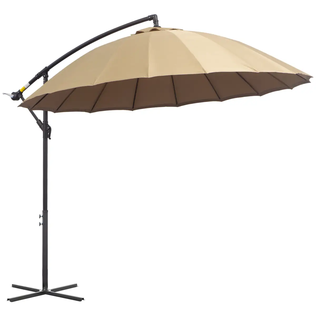 Unbranded 3(m) Cantilever Shanghai Parasol w/ Crank Handle, Cross Base, Khaki Outsunny - Parasol