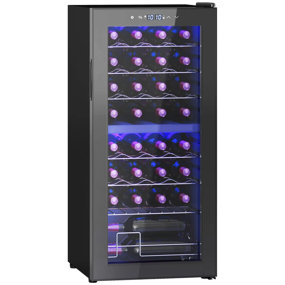 HOMCOM HOMCOM 86L Dual Zone Wine Cooler with Adjustable Temperature Control, Black - Wine Rack