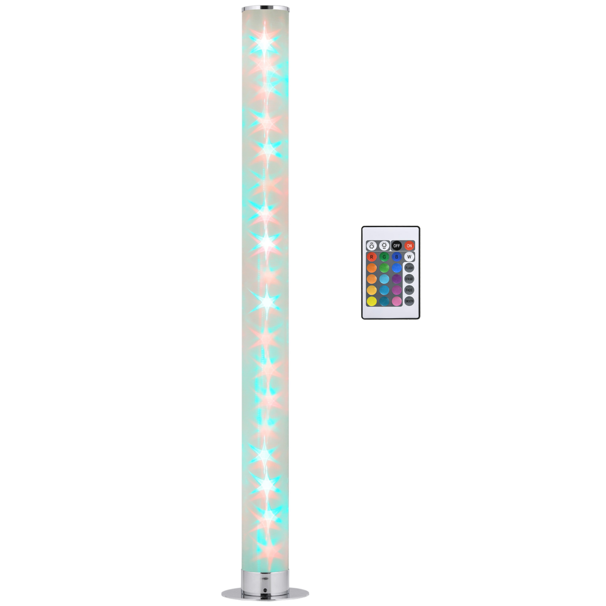 Stylish RGB Floor Lamps LED Corner Lamp with Remote Control Mood Lighting HOMCOM, featuring a clear cylindrical design.
