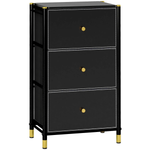HOMCOM HOMCOM Three-Drawer Chest Faux Leather Fronts Gold Accents For Bedroom And Living Room - Chest of Drawers