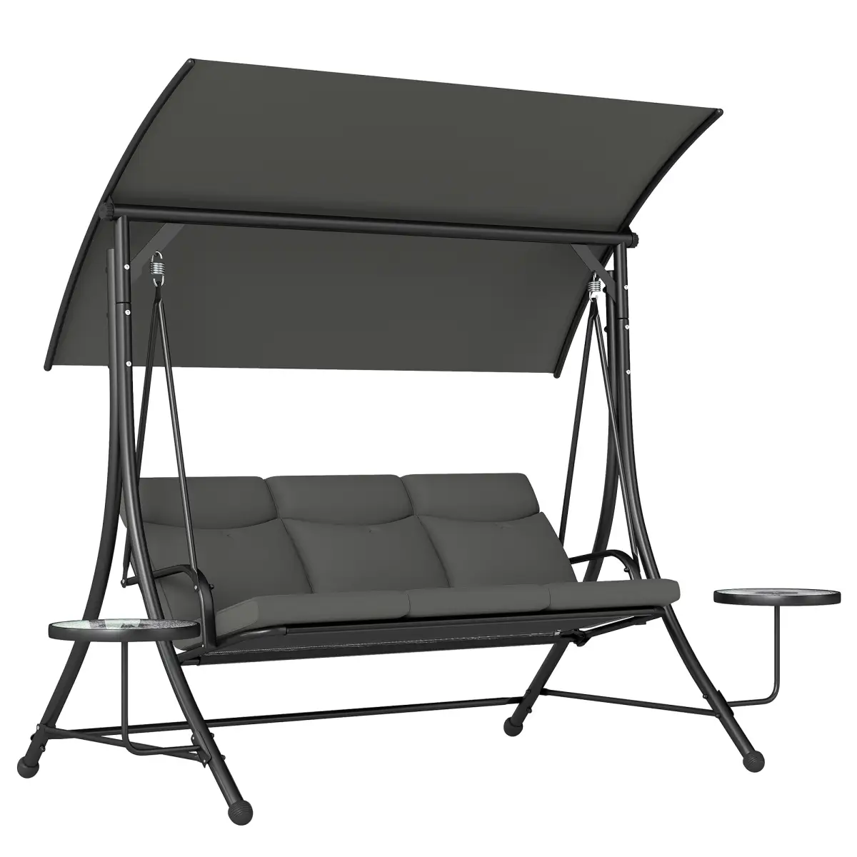 Outsunny Outsunny 3 Seat Garden Swing Chair Steel w/ Adjustable Canopy and Coffee Tables - Hammocks