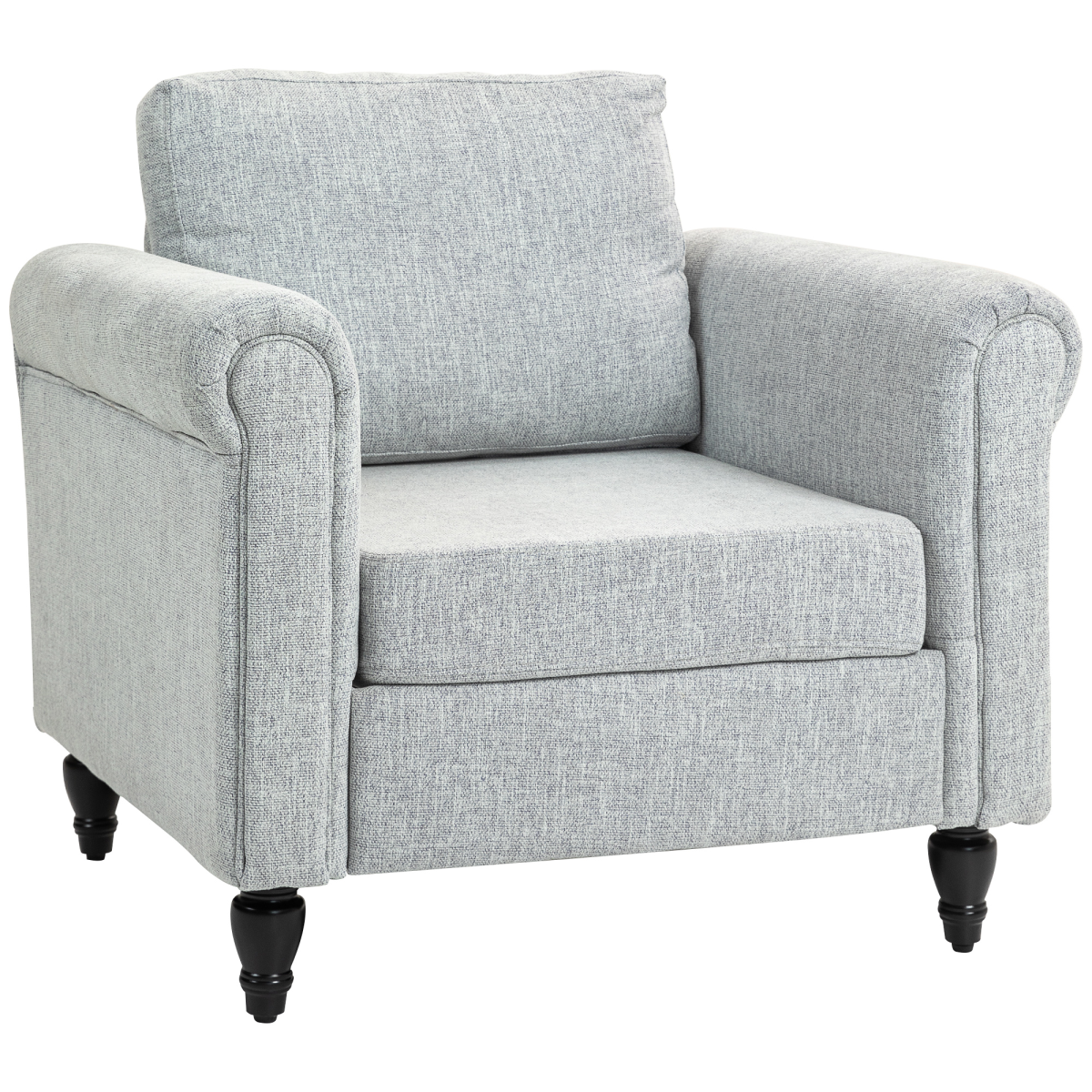 HOMCOM vintage chenille armchair, medium size, light grey upholstery with cushioned seat and rolled arms.