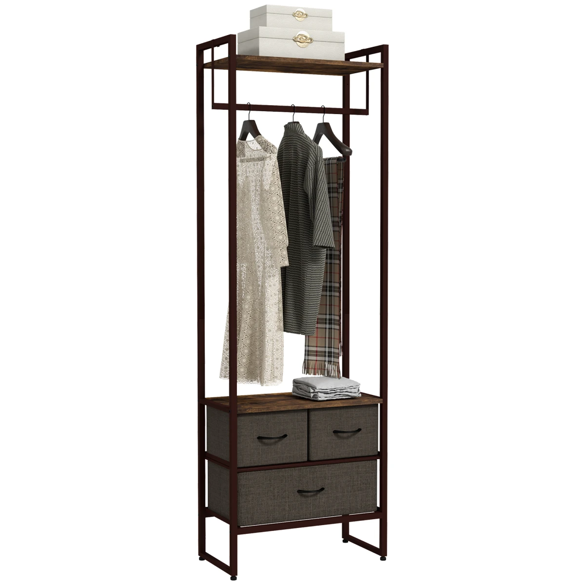 HOMCOM HOMCOM Clothes Hanging Rail 59cm 3 Fabric Drawers Hallway - Wardrobe