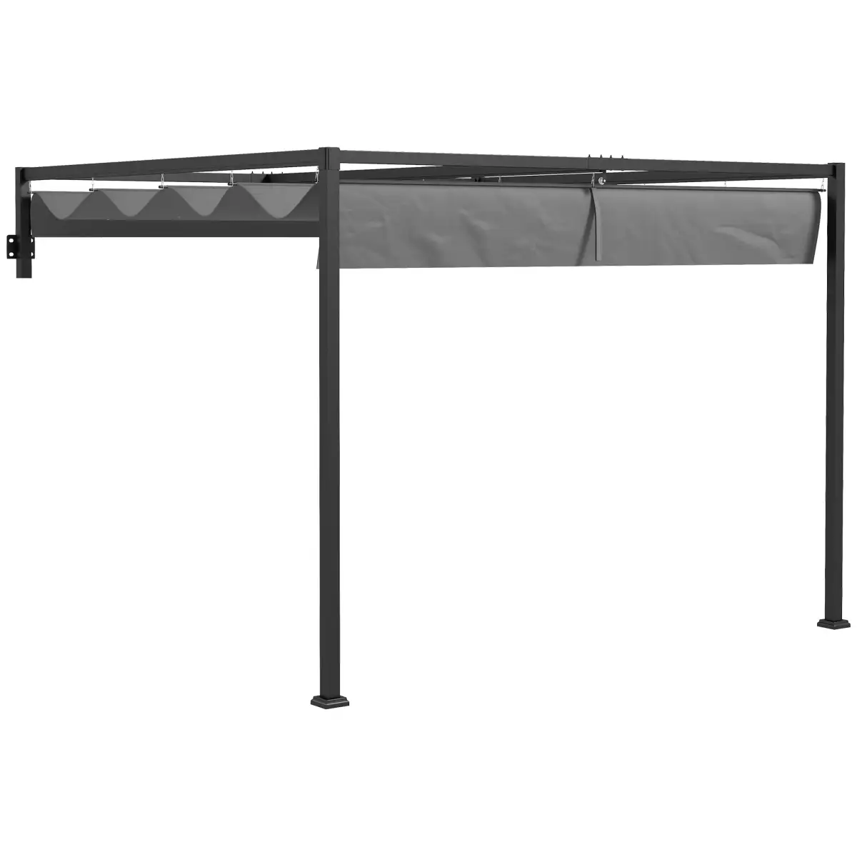 Outsunny Outsunny 2 x 3(m) Wall Mounted Pergola with Retractable Sun Shade Canopy - Gazebos