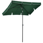 Outsunny Aluminium Sun Parasol Garden Tilting Umbrellas Patio Rectangular, 2x1.25m, Green - Parasol