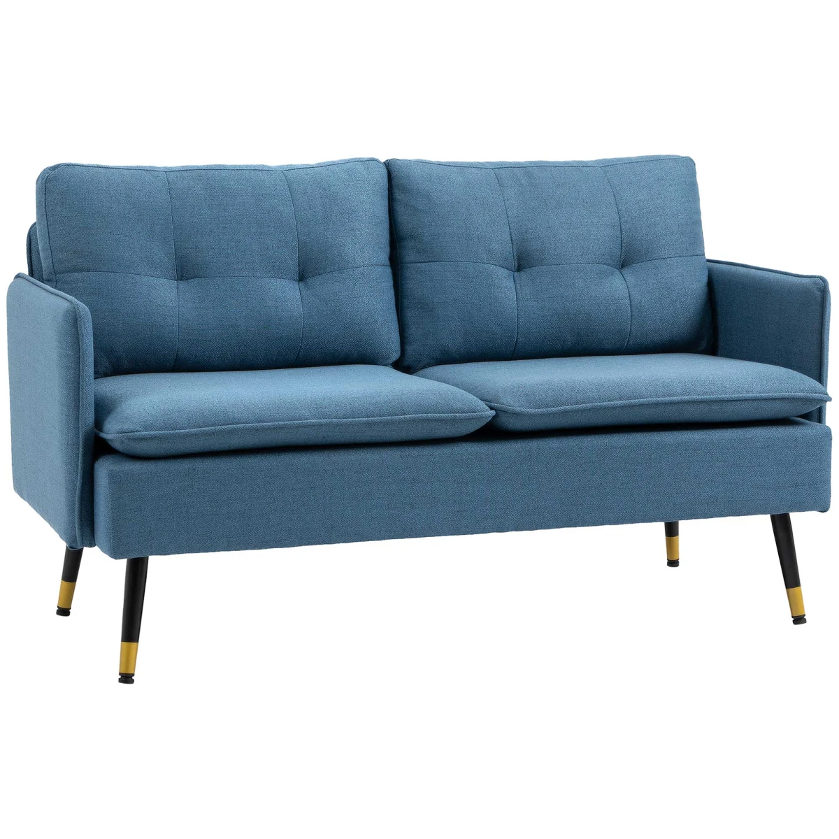 Premium Two Seat Tufted Blue Fabric Sofa For Living Room by HOMCOM