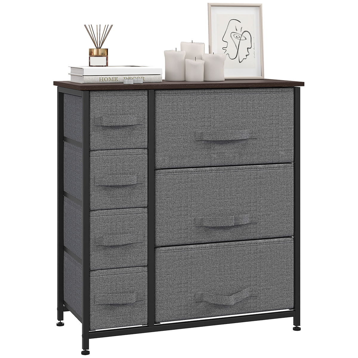 HOMCOM Chest Of Drawers 7-Drawer Fabric Drawers With Sturdy Metal Frame For Bedroom Storage - HOMCOM - Home Symphony