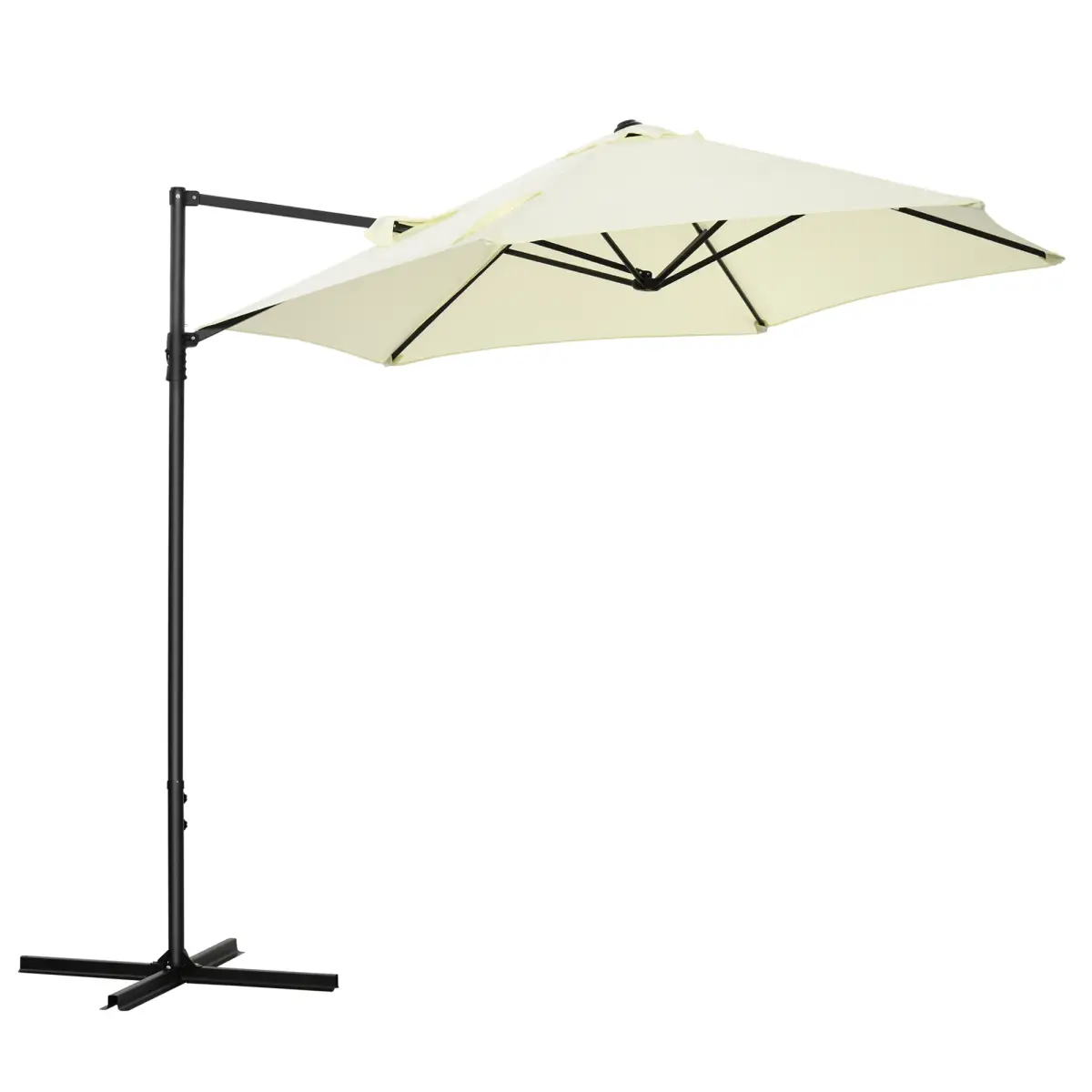 Premium Cantilever Parasol 2.5m With 360 Degree Rotation And Cross Base Beige For Large Patio Sets - Outsunny - Home Symphony