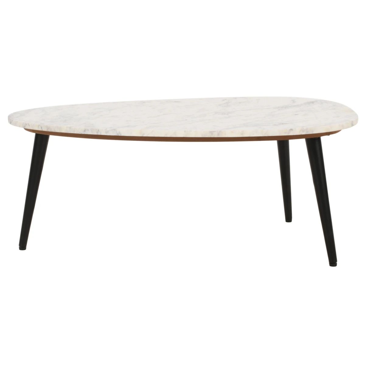 Indian Hub OpalBeauty Coffee Table Oval White Marble Top With Metal Legs Handmade In India Eco Friendly Living Room Decor - Coffee Table