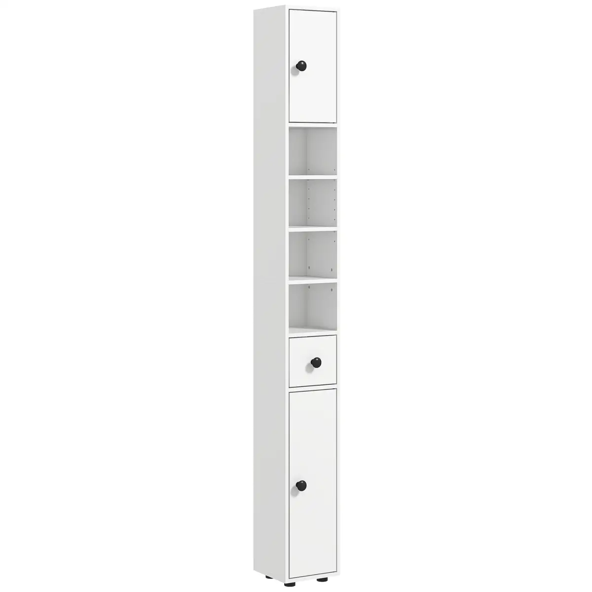 kleankin Kleankin Slim Bathroom Cabinet, Toilet Roll Storage w/ Open Shelves, White - Display Cabinet