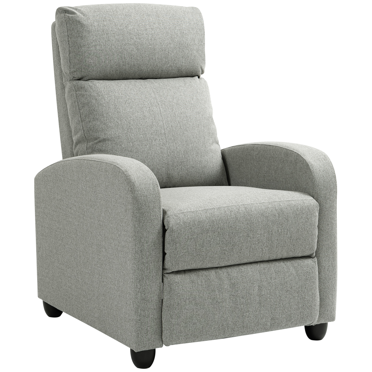 HOMCOM Linen Recliner Chair Standard Size Padded Reading - grey upholstered recliner for reading, TV, naps.