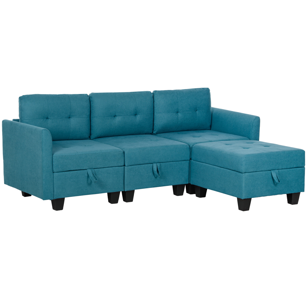 HOMCOM L Shaped Modular Sofa With Storage Light Blue - HOMCOM - Home Symphony