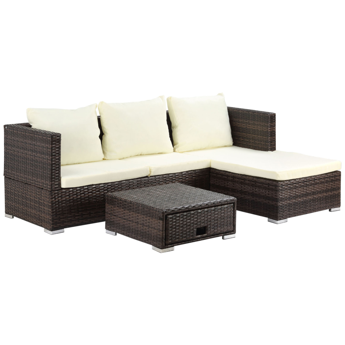 Top Rattan Sofa Set 4-Seater With Storage Patio - Outsunny - Home Symphony