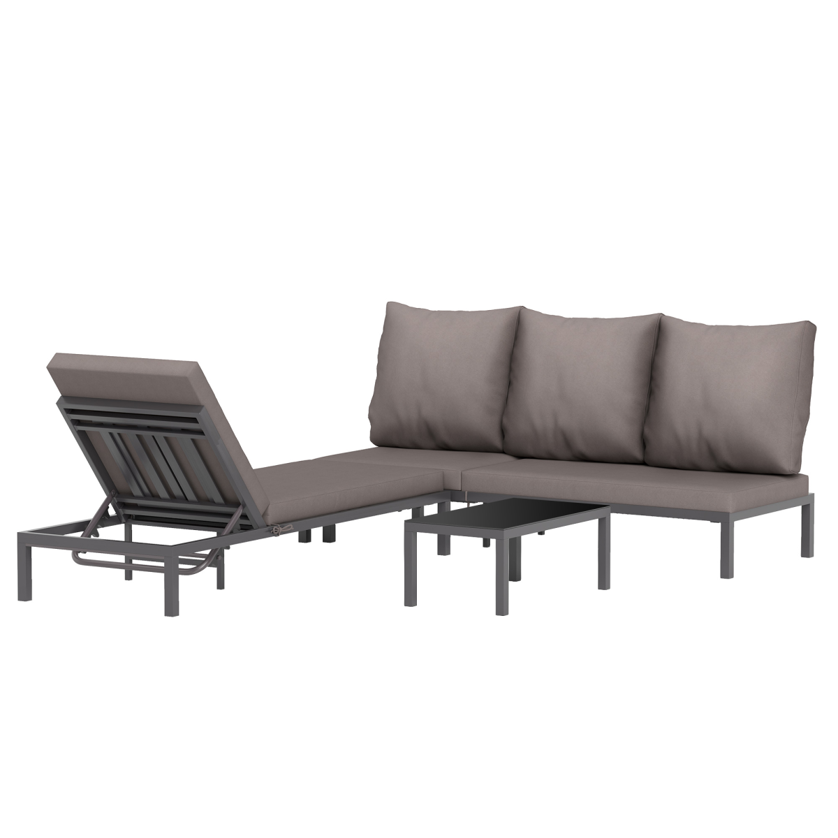 Outsunny Rattan Lounge Set 3 Piece Five Position Garden - Outsunny - Home Symphony