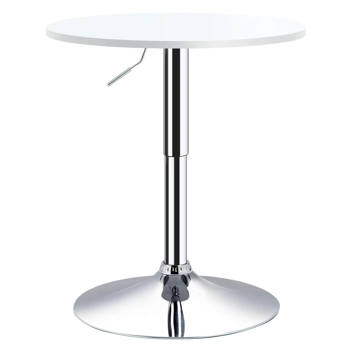 Unbranded 60cm Adjustable Height Round Bar Table w/ Swivel Top Metal Frame White - Dining Table