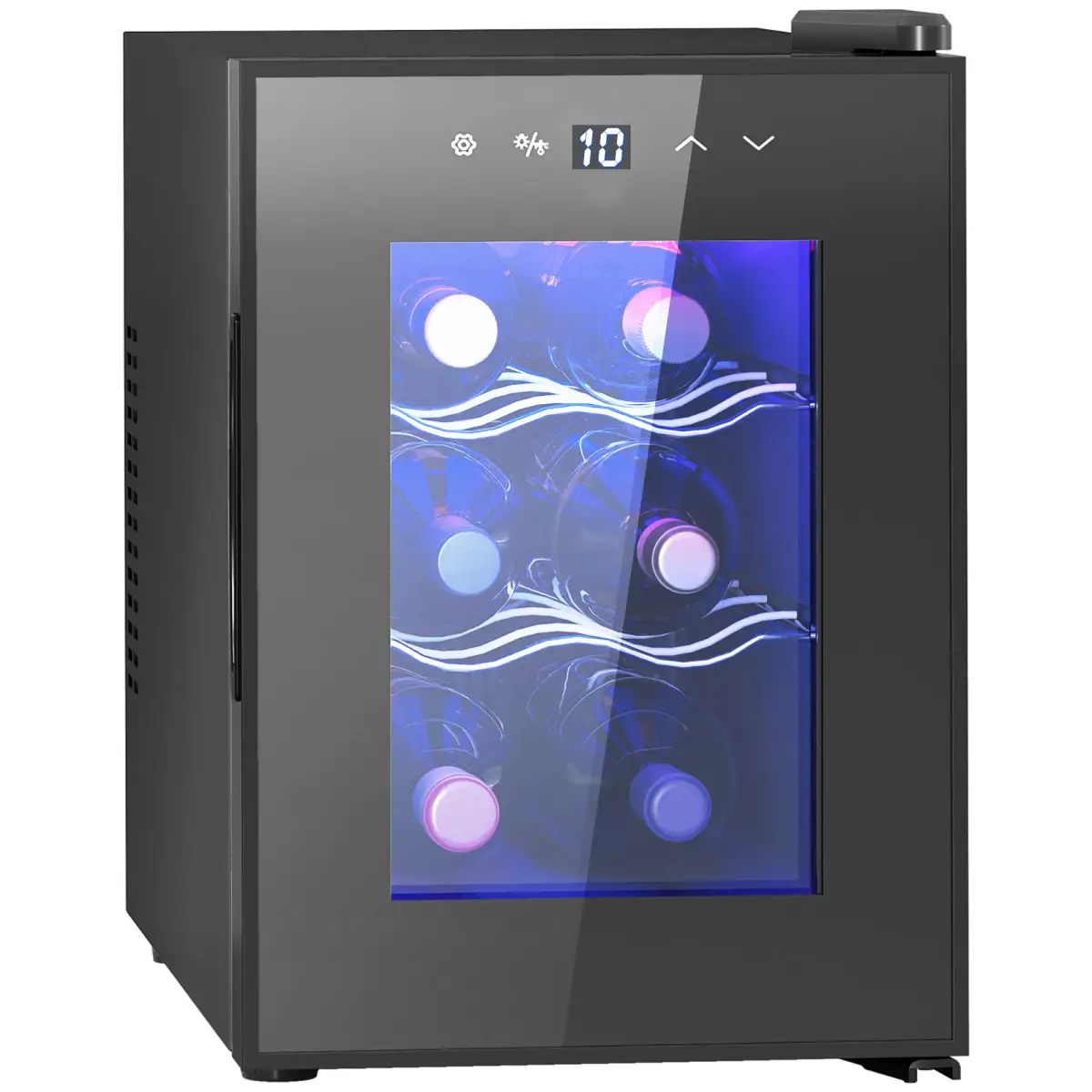 HOMCOM HOMCOM Mini Beer and Wine Fridge, 6 Bottle, with Glass Door, Touch Screen - Wine Rack