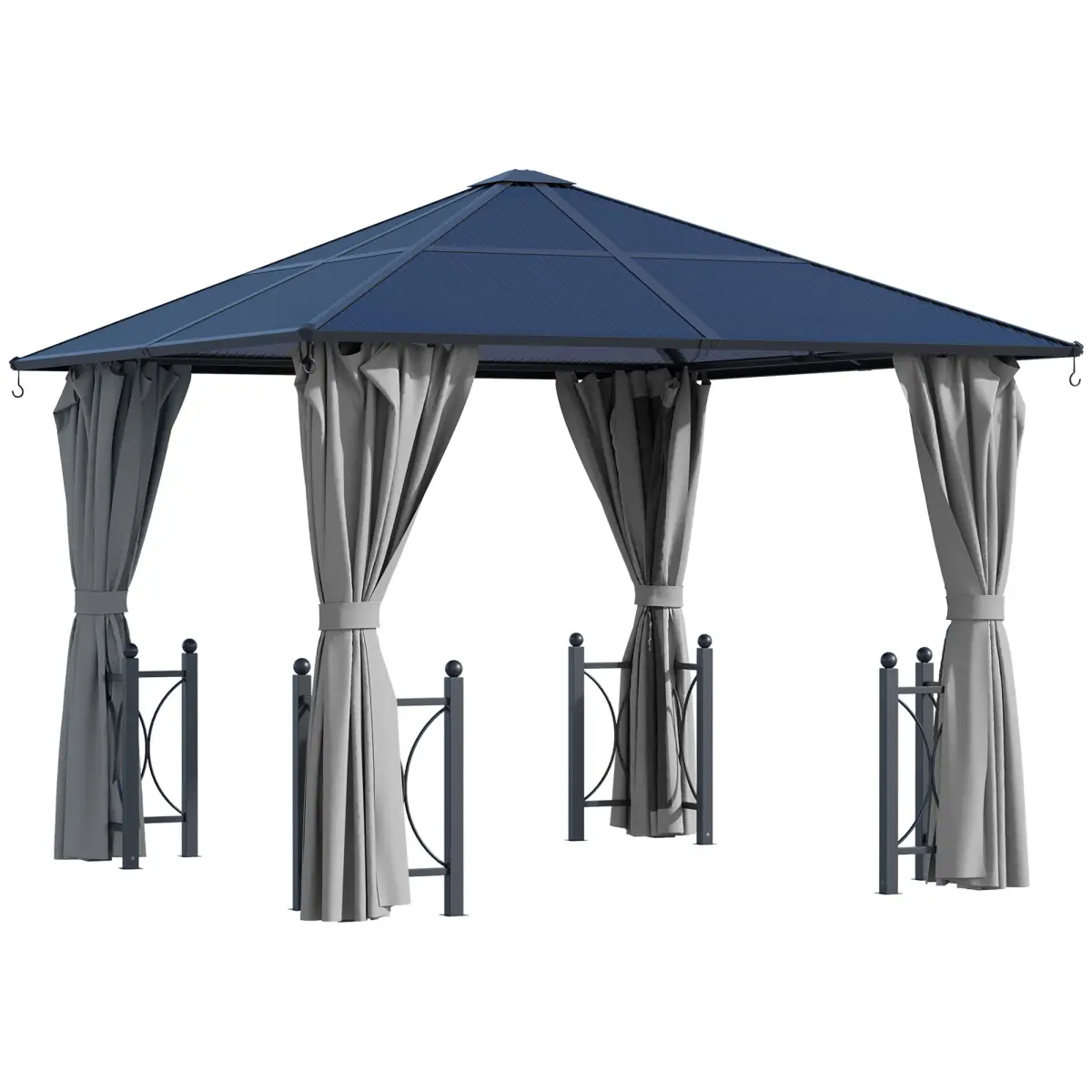 Outsunny 3m x 3m Outdoor Aluminium Alloy Gazebo w/ Curtains Dark Grey - Gazebos