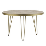 Light Gold Round Dining Table With Metal Inlay Dining Room - Indian Hub - Home Symphony