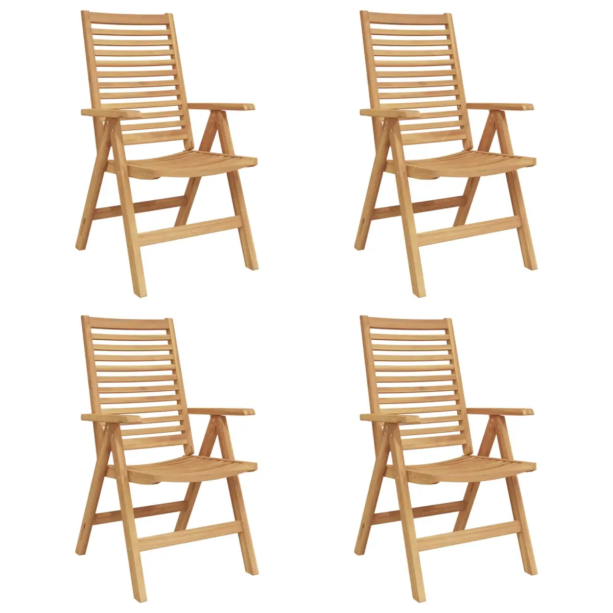 vidaXL vidaXL Chair Folding 4 pcs Brown 64.5 x 52 x 108 cm Solid Teak Wood -
