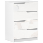 HOMCOM 4 Drawer Chest 60x40x85cm High Gloss Drawer Panels Hidden Curved Handles for Bedroom Storage - HOMCOM - Home Symphony