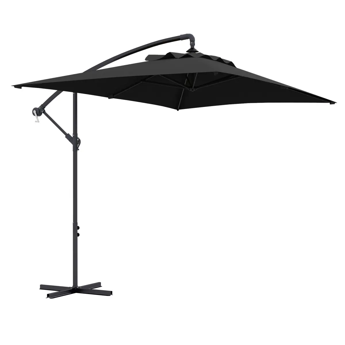 Outsunny Outsunny 3 m Cantilever Parasol with Cross Base, Crank Handle, 6 Ribs, Black - Parasol