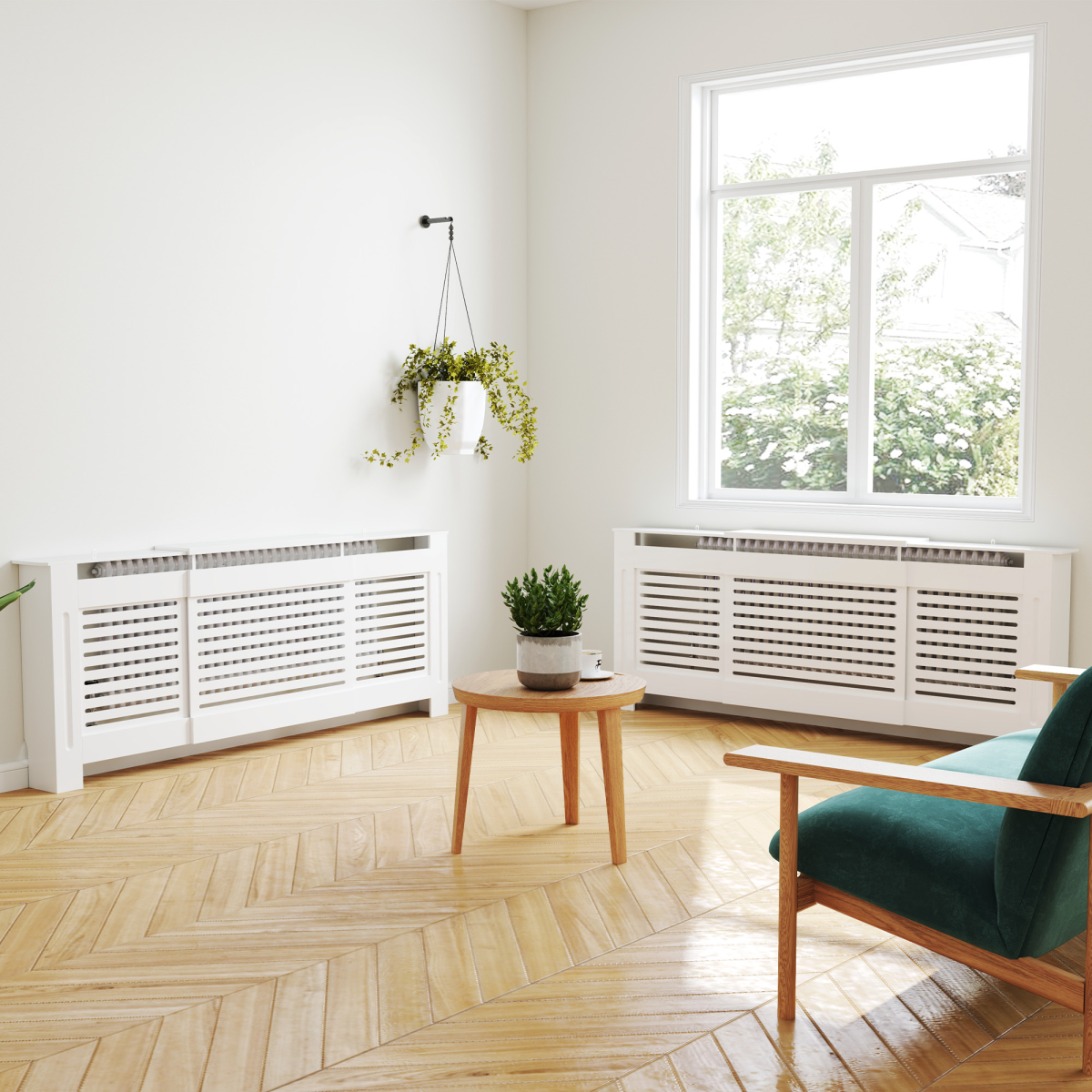 Premium MDF Radiator Cover With Slatted Vent Design Top Shelf And Easy Wall Mounting