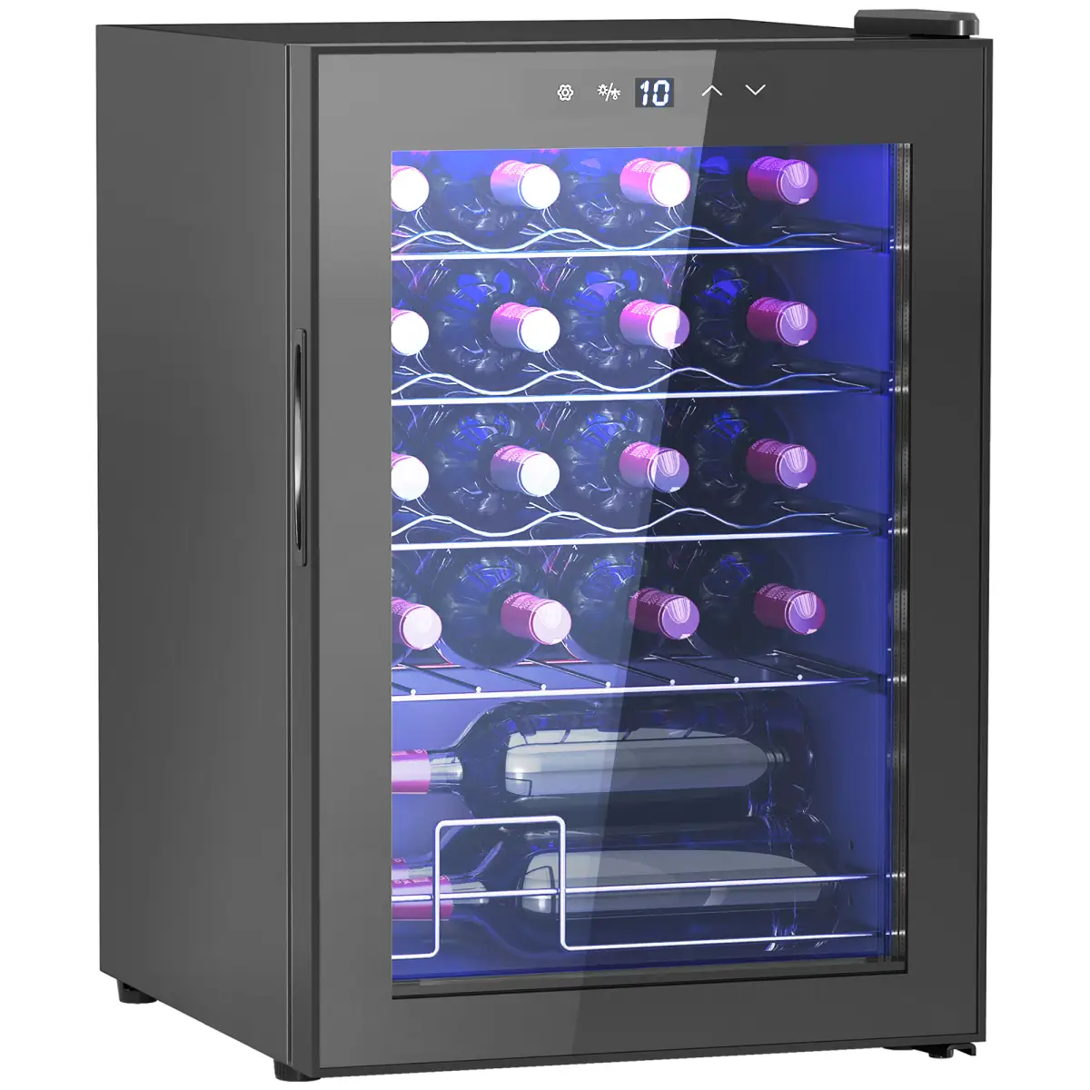 HOMCOM Freestanding Wine Cooler Fridge with Glass Door, 20 Bottle, LED Light - Wine Rack