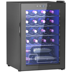 HOMCOM Freestanding Wine Cooler Fridge with Glass Door, 20 Bottle, LED Light - Wine Rack