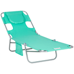 Outsunny Reclining Lounge Chair Face Cavity with Pillow Green - Sun Lounger