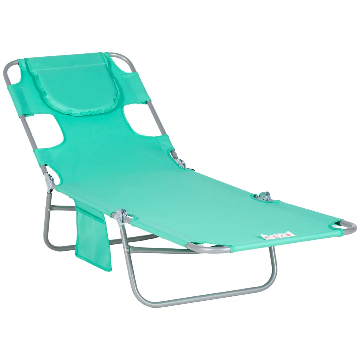 Outsunny Reclining Lounge Chair Face Cavity with Pillow Green - Sun Lounger